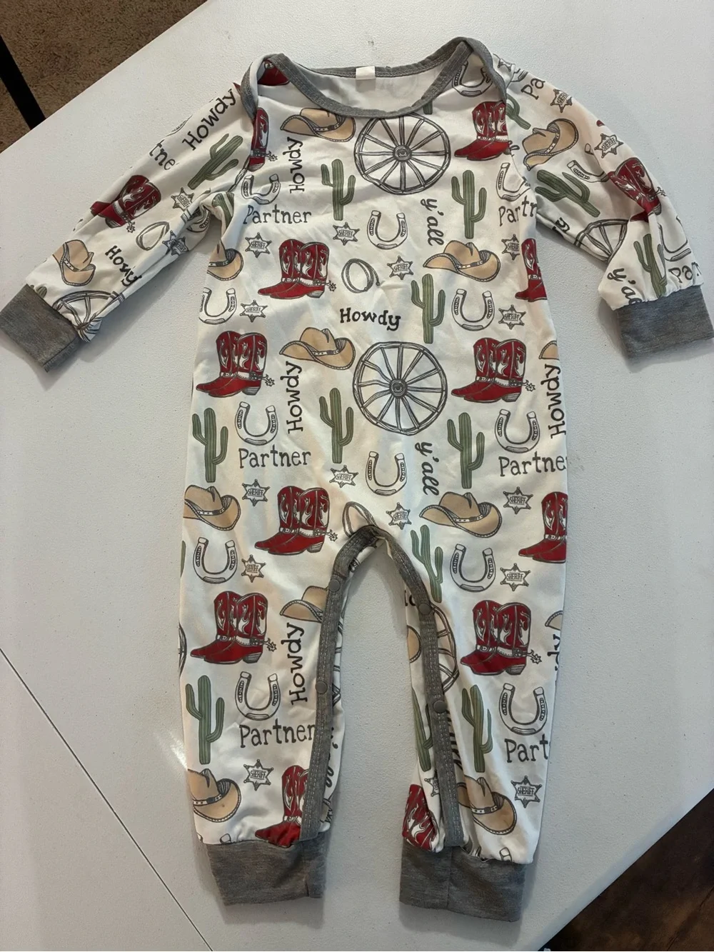 Toddler 12-18M Western Print One-Piece Romper